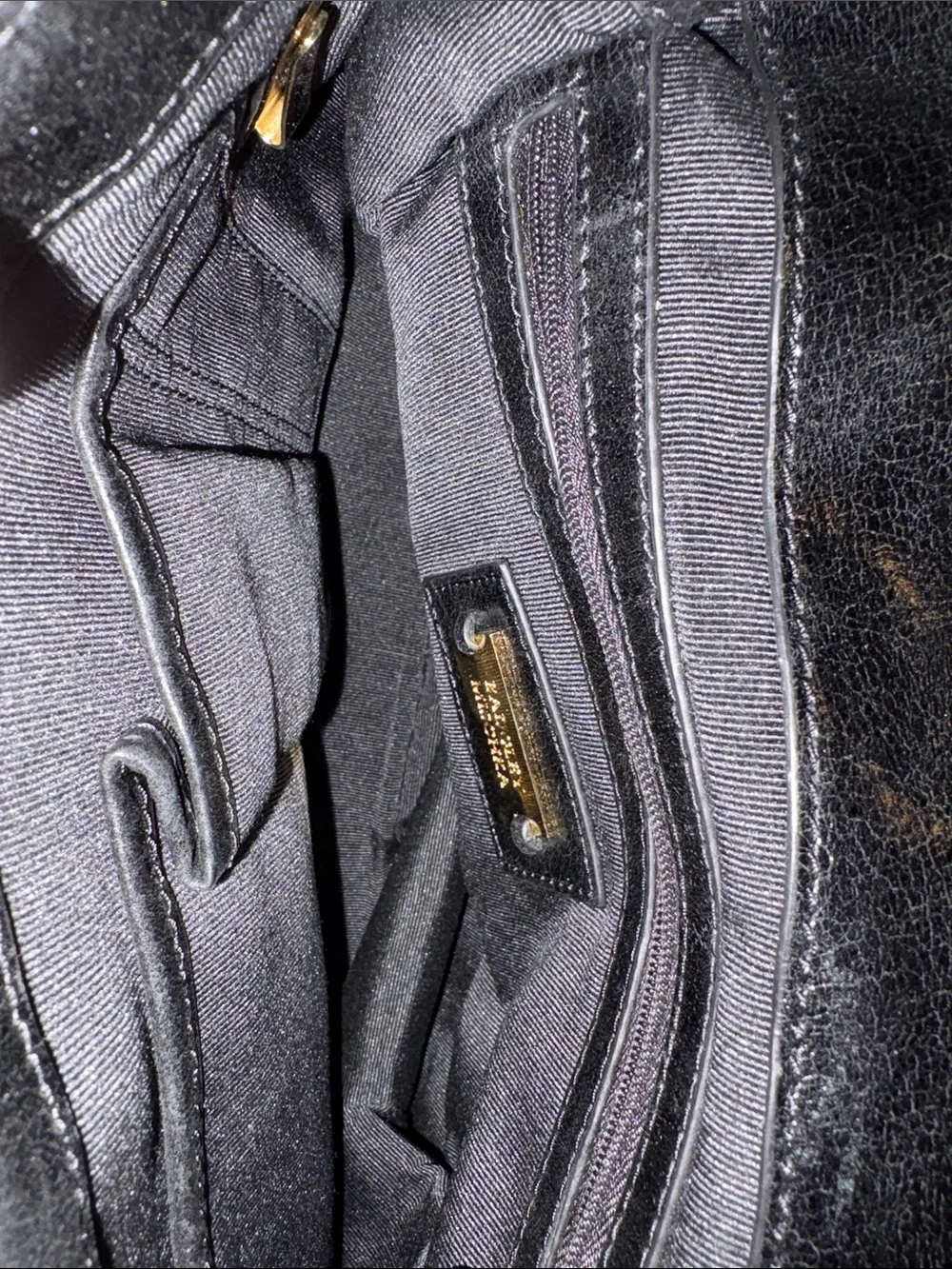 Black Leather and Gray Snake-Print Top Handle Bag